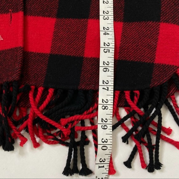 Sandro Paris Check Plaid Fringed-Trim Wool-Blend Jacket In Rouge/noir Red Size 4 - Picture 11 of 11